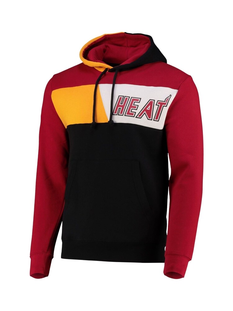 Fanatics Red NBA Miami Heat Mitchell & Ness Colourblock Hoodie - Image 2 of 3