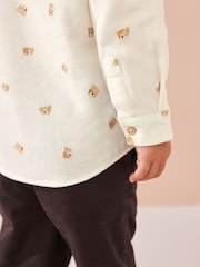 White Bear AOP 100% Cotton Long Sleeve Grandad Collar Printed Shirt (3mths-7yrs) - Image 5 of 8