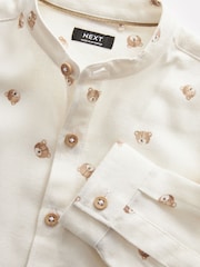 White Bear AOP 100% Cotton Long Sleeve Grandad Collar Printed Shirt (3mths-7yrs) - Image 8 of 8
