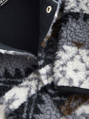 Blue/Navy Pattern Borg Fleece Shacket (3mths-7yrs) - Image 3 of 3