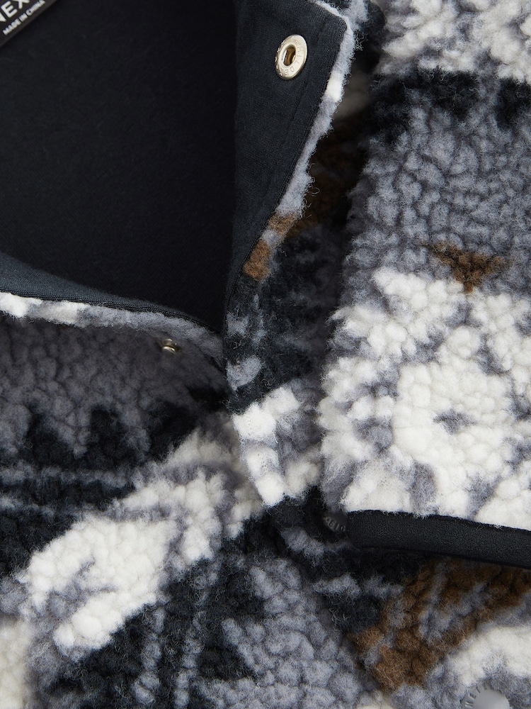Blue/Navy Pattern Borg Fleece Shacket (3mths-7yrs) - Image 3 of 3