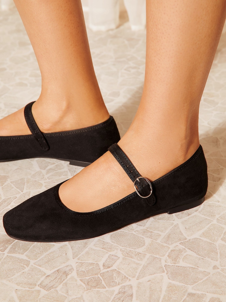 Friends Like These Black Wide FIt Square Toe Mary Jane Ballet Pump Shoes - Image 2 of 4
