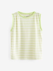 Lime Green Stripe Linen Blend Vest Pyjamas - Image 7 of 9