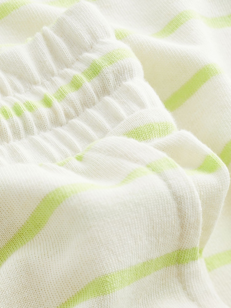 Lime Green Stripe Linen Blend Vest Pyjamas - Image 9 of 9