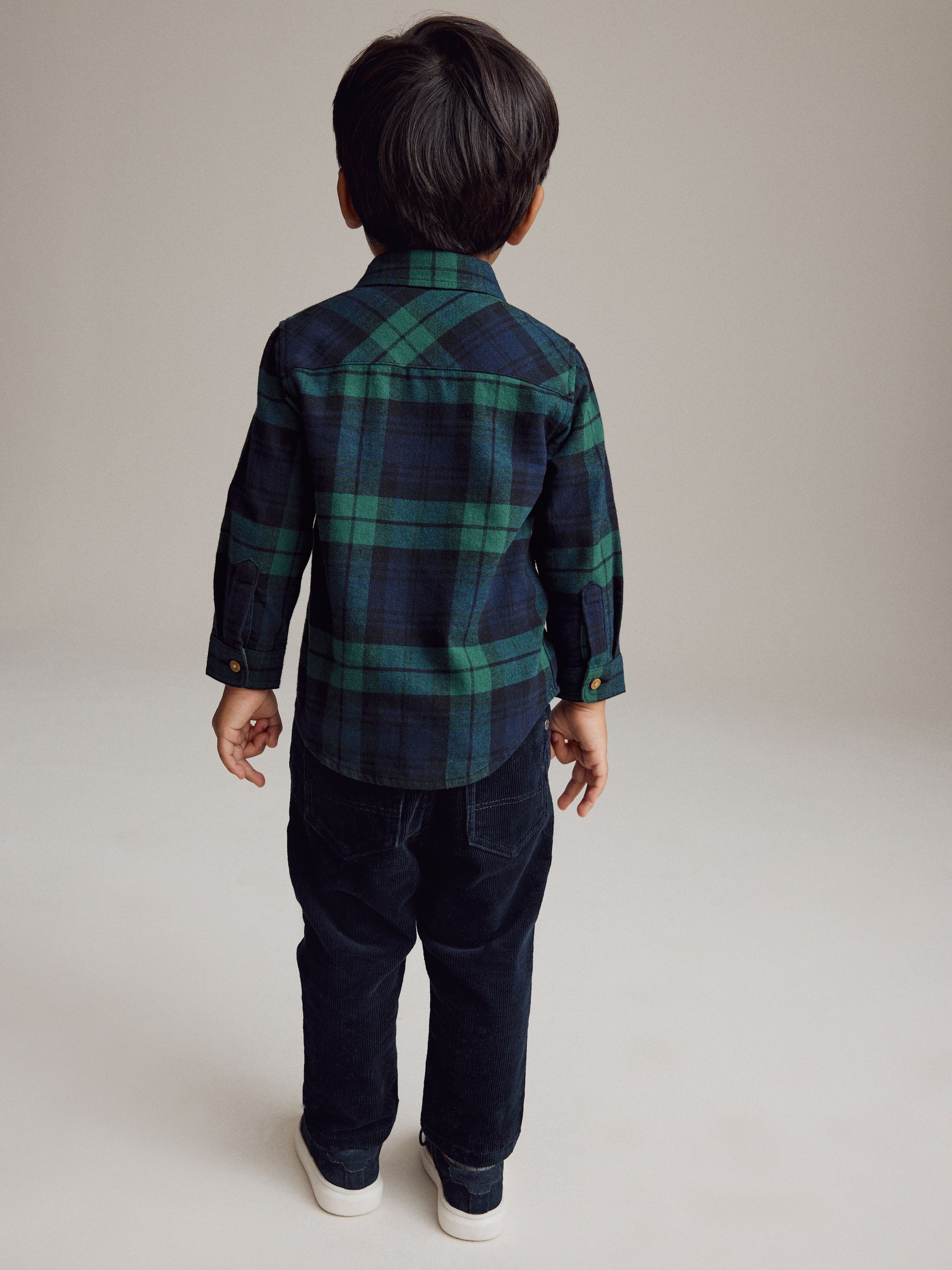 Buy Green Tartan Check Plain Long Sleeve Check 100% Cotton Shirt  (3mths-7yrs) from Next Luxembourg