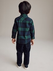 Green Tartan Check Plain Long Sleeve Check 100% Cotton Shirt (3mths-7yrs) - Image 2 of 4