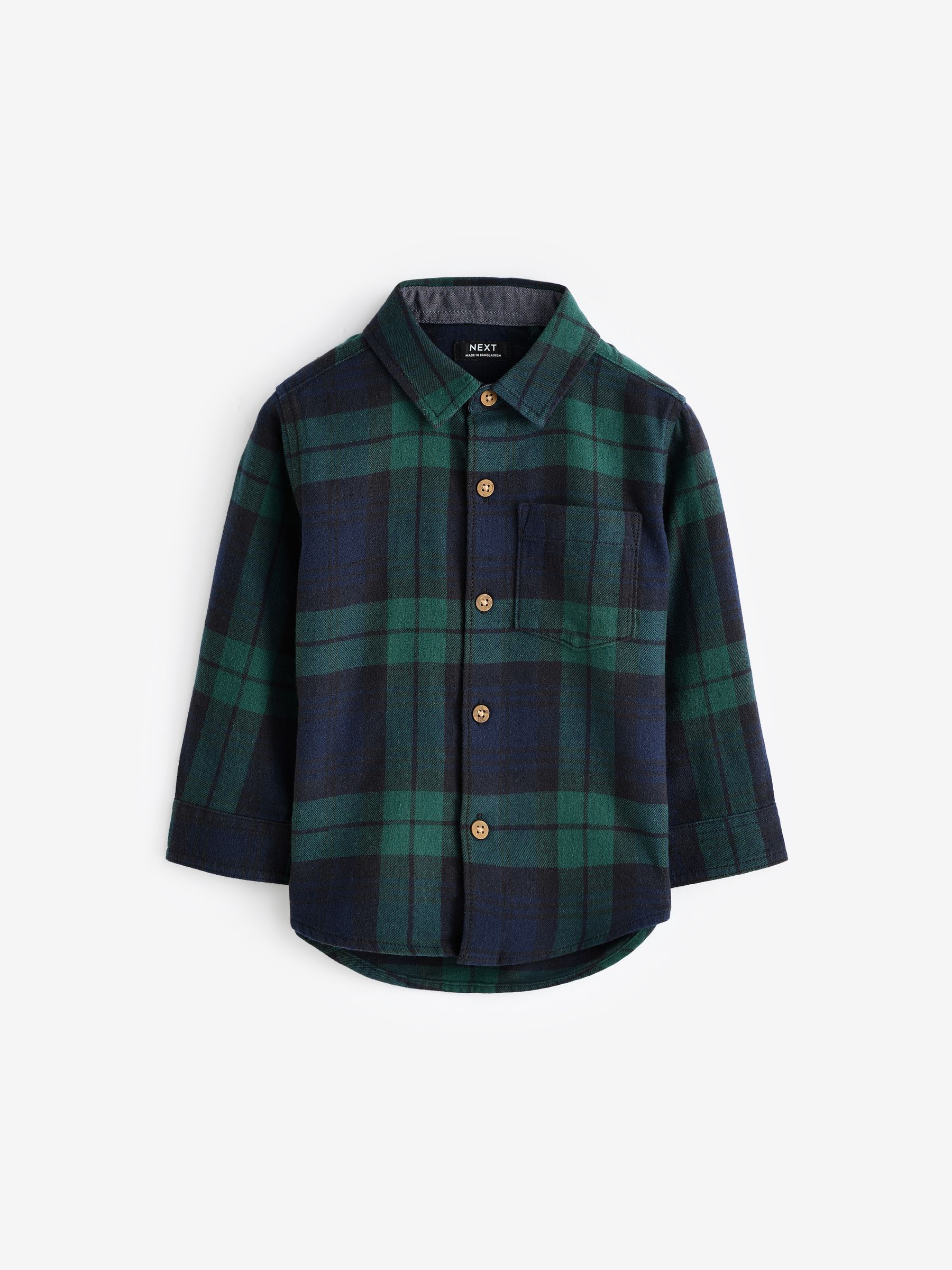 Buy Green Tartan Check Plain Long Sleeve Check 100% Cotton Shirt  (3mths-7yrs) from Next Luxembourg