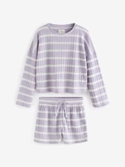 Lilac Purple Stripe Crochet Short Set - Image 6 of 9