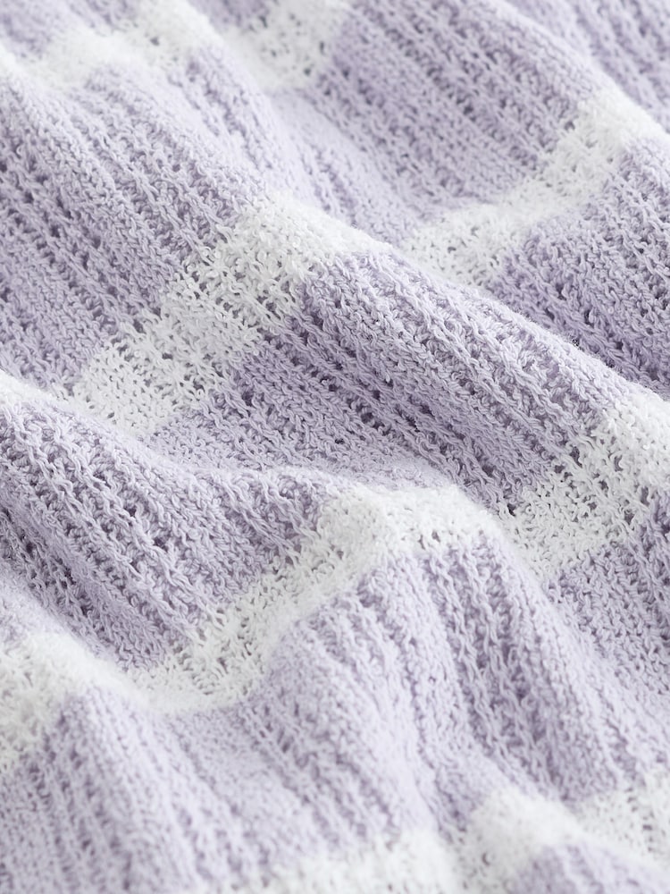 Lilac Purple Stripe Crochet Short Set - Image 9 of 9