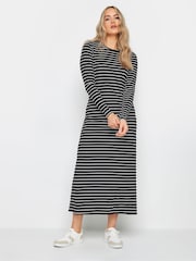 Long Tall Sally Black Long Sleeve Stripe Ribbed Dress - Image 1 of 5