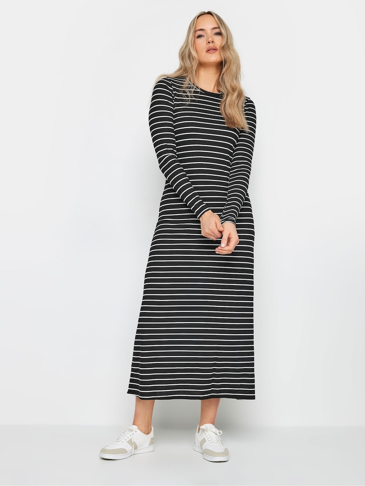 Long Tall Sally Black Long Sleeve Stripe Ribbed Dress - Image 1 of 5