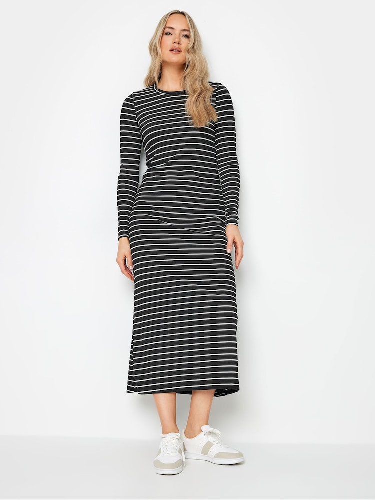 Long Tall Sally Black Long Sleeve Stripe Ribbed Dress - Image 2 of 5