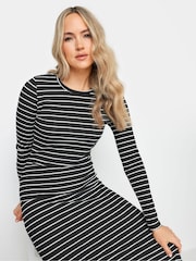 Long Tall Sally Black Long Sleeve Stripe Ribbed Dress - Image 4 of 5