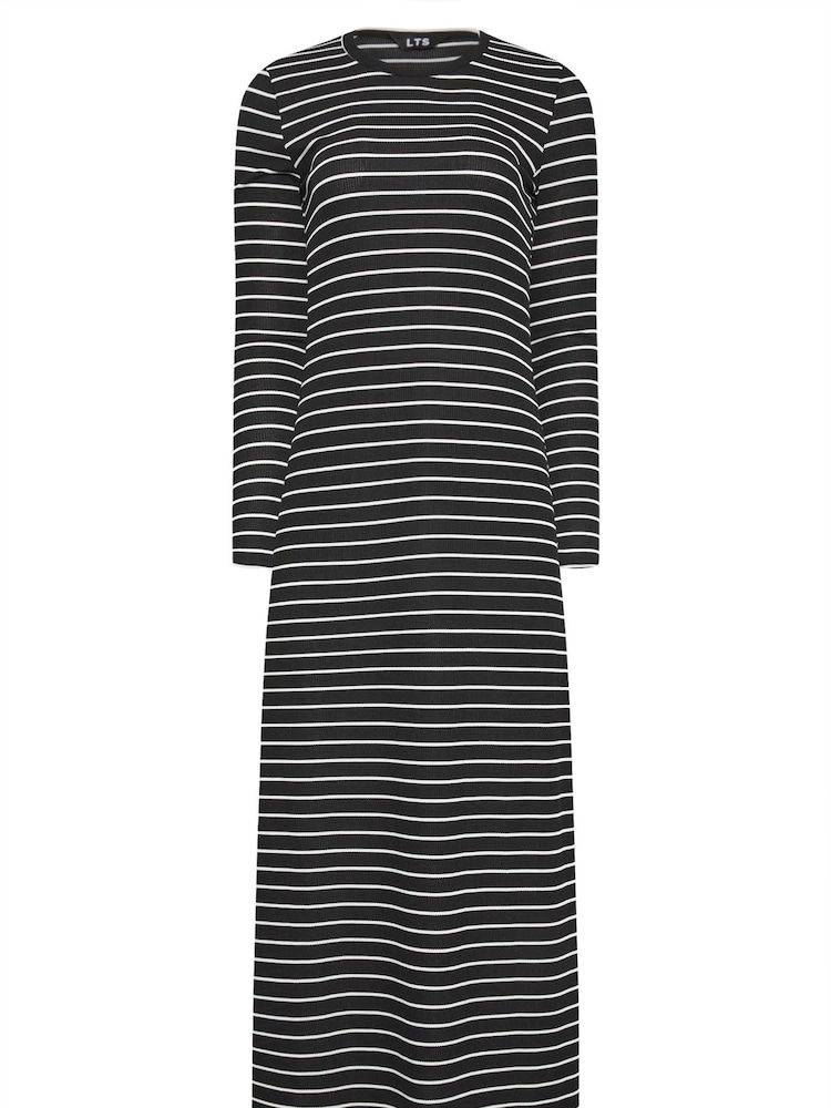 Long Tall Sally Black Long Sleeve Stripe Ribbed Dress - Image 5 of 5