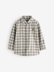 Neutral/Grey Scandi Check Character Long Sleeve Check 100% Cotton Shirt (3mths-7yrs) - Image 3 of 3