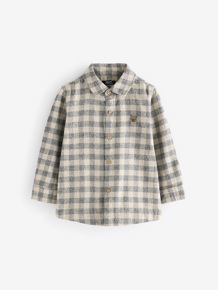 Neutral/Grey Scandi Check Character Long Sleeve Check 100% Cotton Shirt (3mths-7yrs) - Image 3 of 3