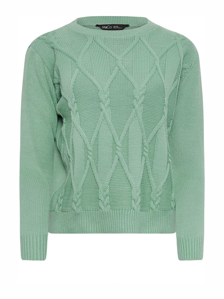 Grün - M&co Kurzgröße Zopfstrickpullover - Bild 5 von 5 Grün - M&co Kurzgröße Zopfstrickpullover - Bild 5 von 5