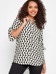 M&Co Black & White Tab Detail 3/4 Sleeve Shirt - Image 1 of 5
