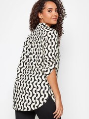 M&Co Black & White Tab Detail 3/4 Sleeve Shirt - Image 2 of 5