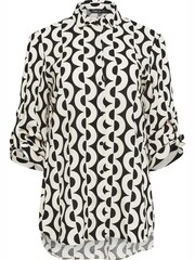 M&Co Black & White Tab Detail 3/4 Sleeve Shirt - Image 5 of 5