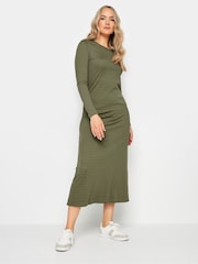 Long Tall Sally Green Long Sleeve Stripe Ribbed Dress - Image 1 of 5