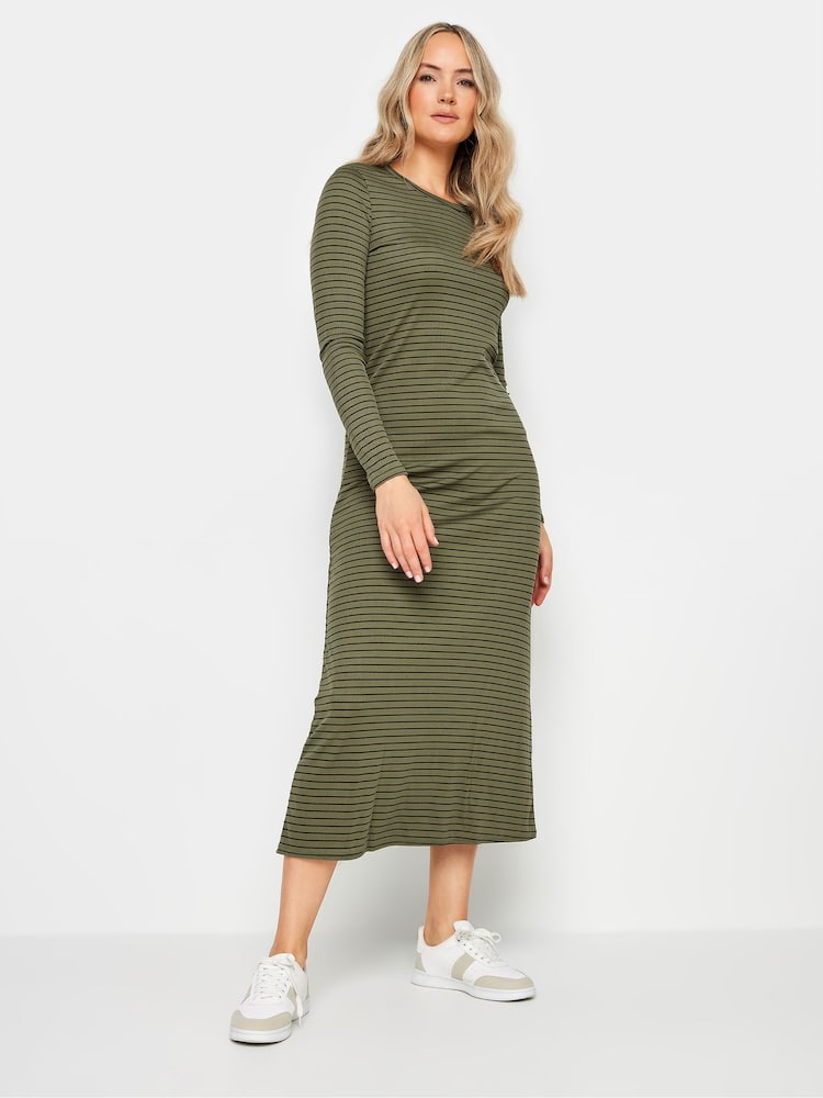 Long Tall Sally Green Long Sleeve Stripe Ribbed Dress - Image 1 of 5