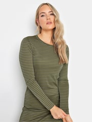 Long Tall Sally Green Long Sleeve Stripe Ribbed Dress - Image 4 of 5
