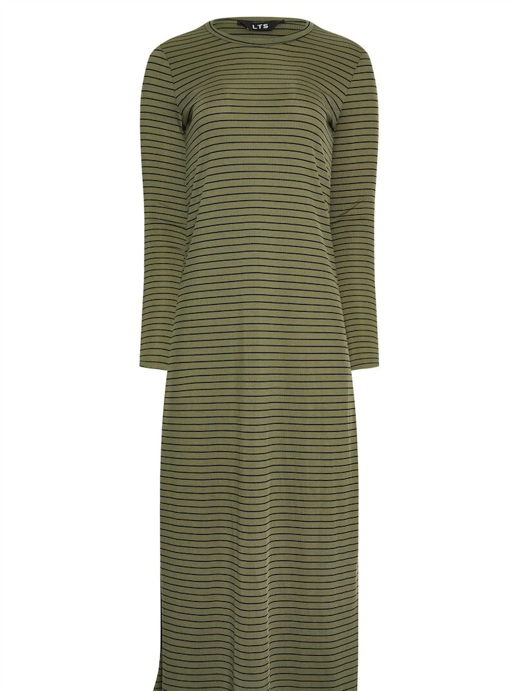 Long Tall Sally Green Long Sleeve Stripe Ribbed Dress - Image 5 of 5
