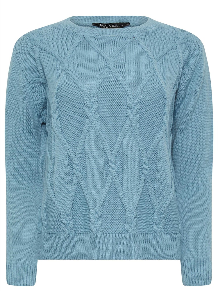 M&Co Blue Petite Cable Jumper - Image 5 of 5