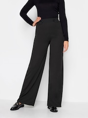 Long Tall Sally Black Tab Detail Wide Leg Trousers - Image 1 of 4