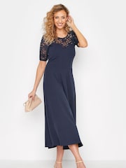 Long Tall Sally Blue Lace Midi Dress - Image 6 of 8