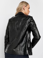Long Tall Sally Black Leather Biker Jacket - Image 4 of 5