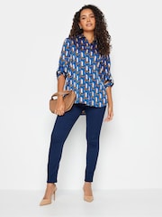 M&Co Blue Multi Tab Detail 3/4 Sleeve Shirt - Image 3 of 4