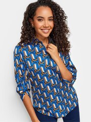 M&Co Blue Multi Tab Detail 3/4 Sleeve Shirt - Image 4 of 4