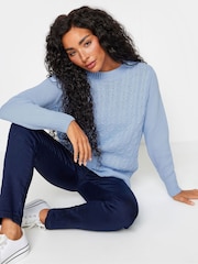 M&Co Blue Petite All-Over Front Cable Jumper - Image 1 of 5
