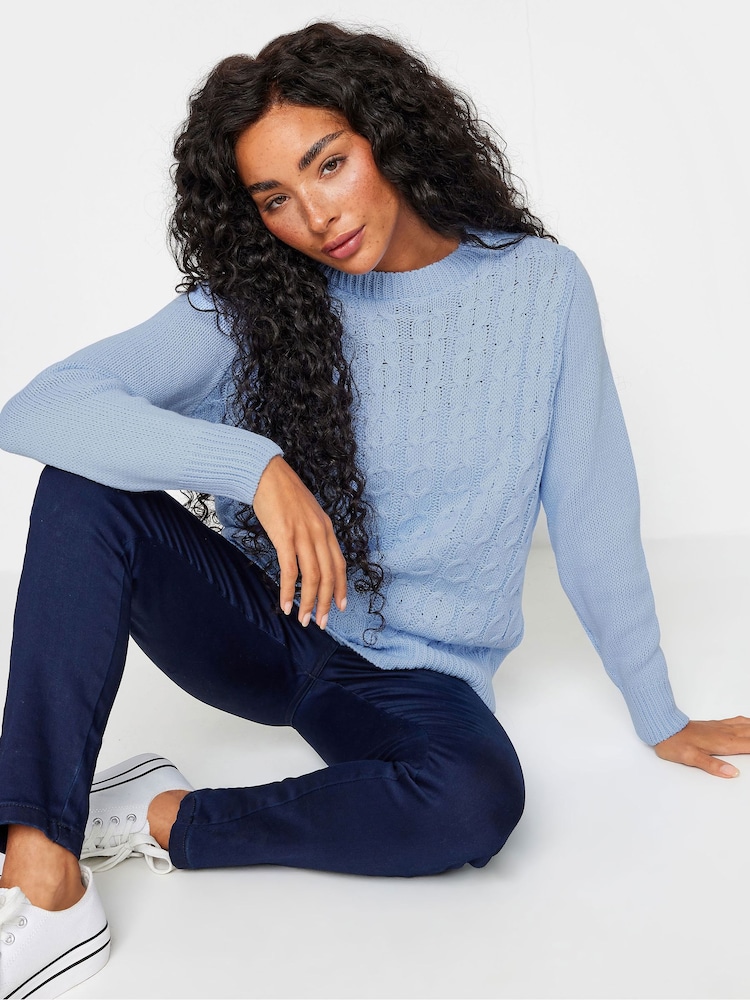 M&Co Blue Petite All-Over Front Cable Jumper - Image 1 of 5