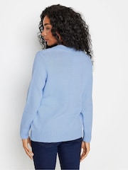M&Co Blue Petite All-Over Front Cable Jumper - Image 3 of 5