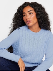 M&Co Blue Petite All-Over Front Cable Jumper - Image 4 of 5