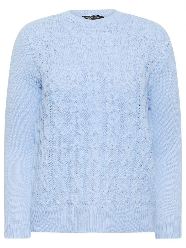 M&Co Blue Petite All-Over Front Cable Jumper - Image 5 of 5