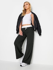 PixieGirl Petite Black Contrast Waist Wide Leg Trousers - Image 1 of 5