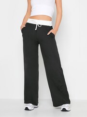 PixieGirl Petite Black Contrast Waist Wide Leg Trousers - Image 3 of 5