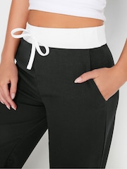 PixieGirl Petite Black Contrast Waist Wide Leg Trousers - Image 4 of 5