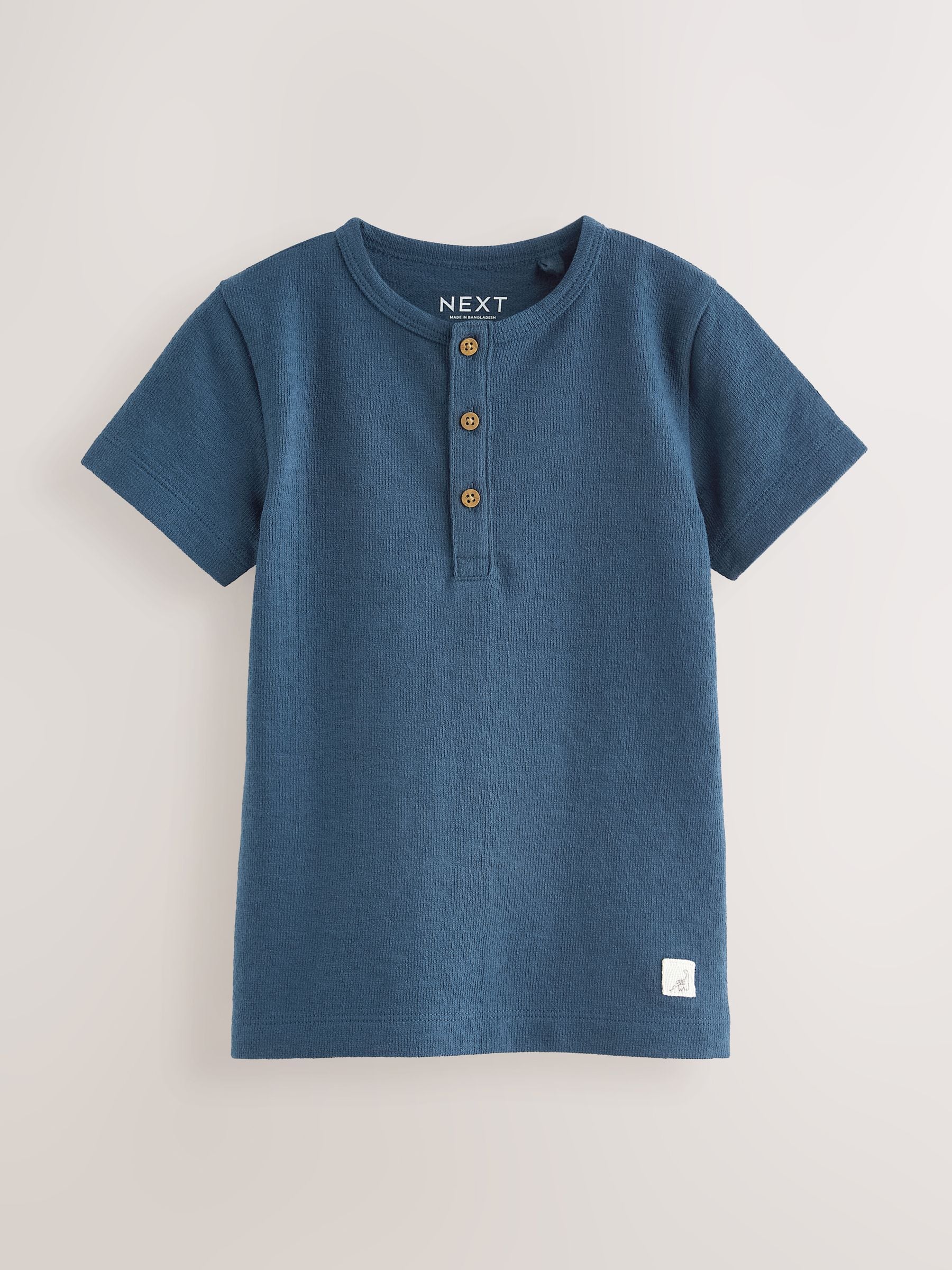 Buy Blue Short Sleeve Henley Neck T-Shirt (3mths-7yrs) from Next