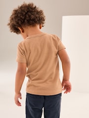 Светло-коричневый - Футболка с короткими рукавами и вырезом хенли (3mths-7yrs) - Изображение 3 из 7