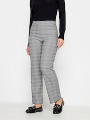 PixieGirl Petite Grey Check Stretch Straight Leg Trousers - Image 1 of 5