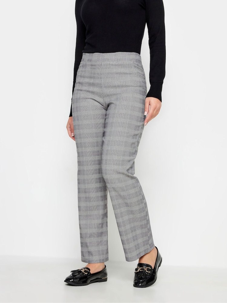 PixieGirl Petite Grey Check Stretch Straight Leg Trousers - Image 1 of 5