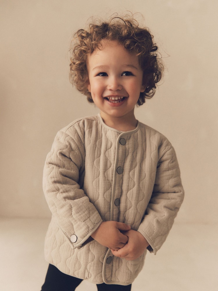 Grey Quilted Bomber Shacket (3mths-7yrs) - Image 1 of 8