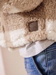 Tan Brown Checkerboard Borg Fleece Shacket (3mths-7yrs) - Image 5 of 10