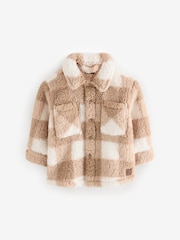 Tan Brown Checkerboard Borg Fleece Shacket (3mths-7yrs) - Image 6 of 10