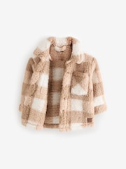 Tan Brown Checkerboard Borg Fleece Shacket (3mths-7yrs) - Image 8 of 10